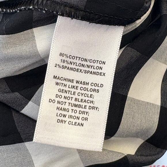 Lafayette 148 Gingham Midi Shirt Dress Large 3/4 Sleeve Black White Button Front - Picture 6 of 9
